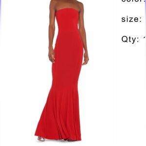 Norma Kamali Strapless Red Gown